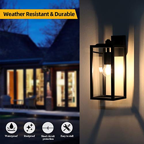 HLFVLITE Outdoor Wall Light, Max 60W E27 Aluminum Outside Wall Lamp, IP44 Waterproof Exterior Wall Lantern for Porch Entryway Doorway Garage, Matte