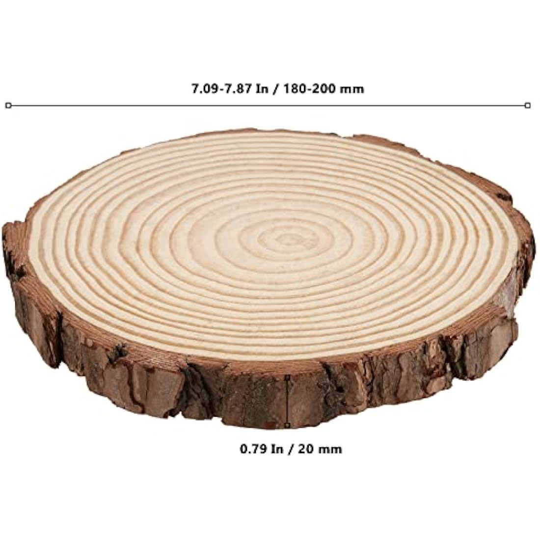 MUKLEI 10 PCS 18-20cm Natural Wood Slices, No Hole Wooden Log Slices, Unfinished Log Wooden Circles Wood Discs for Arts, DIY Crafts, Christmas Ornaments, Wedding Decoration, Wood Coasters