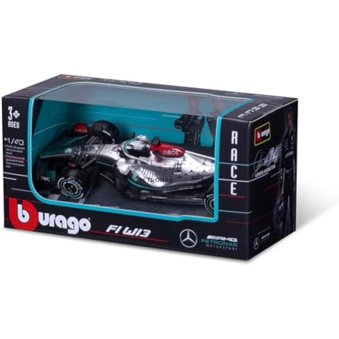 Bburago Formula 1 MB W13 E PERFORMANCE F1 (2022) HAMILTON 1:43 Scale Die-Cast Collectible Race Car