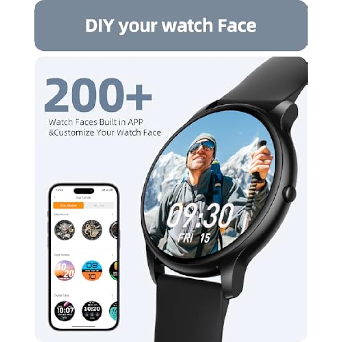 Parsonver Smart Watch Answer/Make Call, Fitness Watch for Men Women, Smartwatch IP68 Waterproof, 100+ Sport Modes, Heart Rate/Sleep Monitor, Fitness Watch for Android and iOS, Black, SPROD1