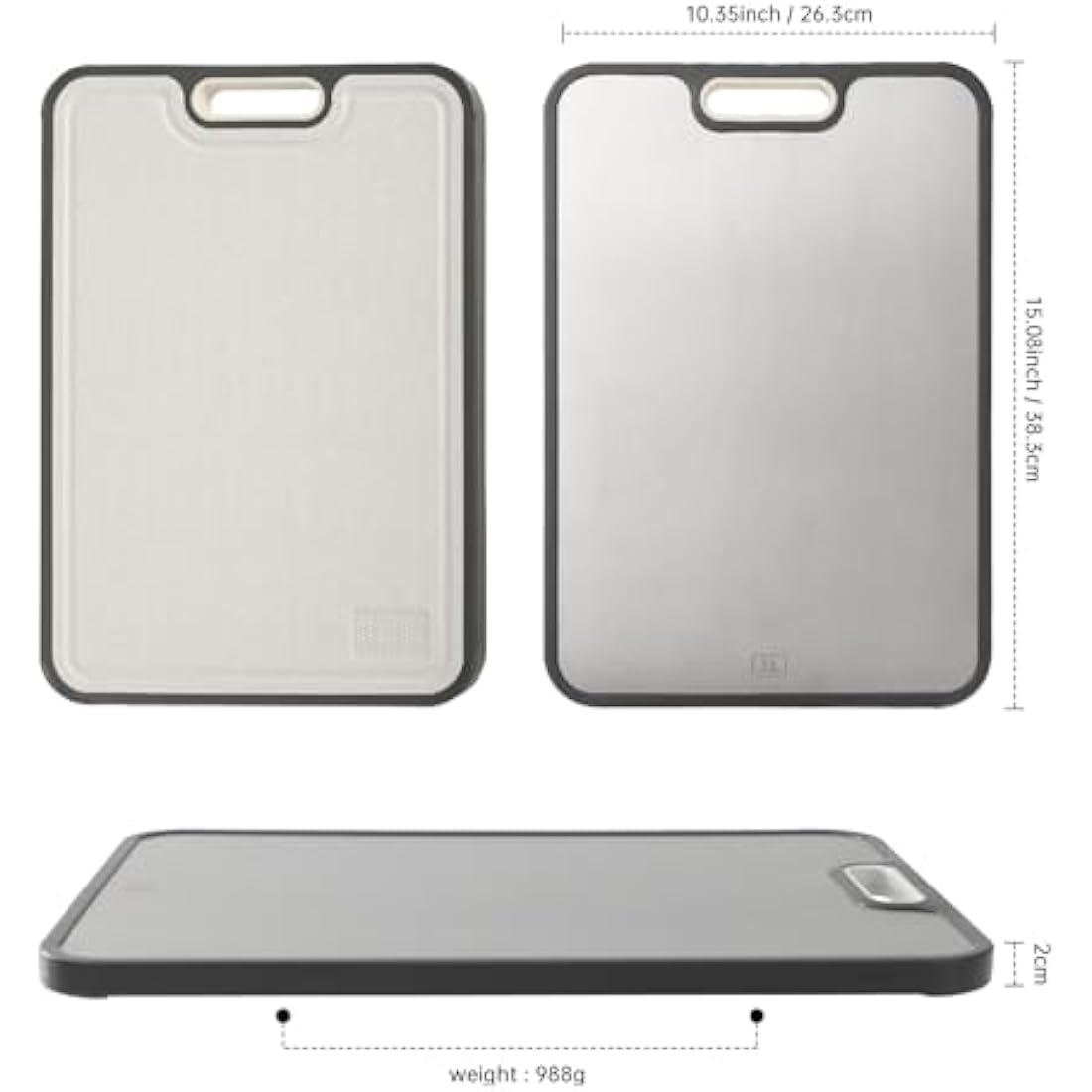 Titanium Cutting Board, Double Side Titanium Chopping Board for Kitchen, Non Slip Large Cutting Boards for Meat Fruit, Vegetable 38.5x26.5cm