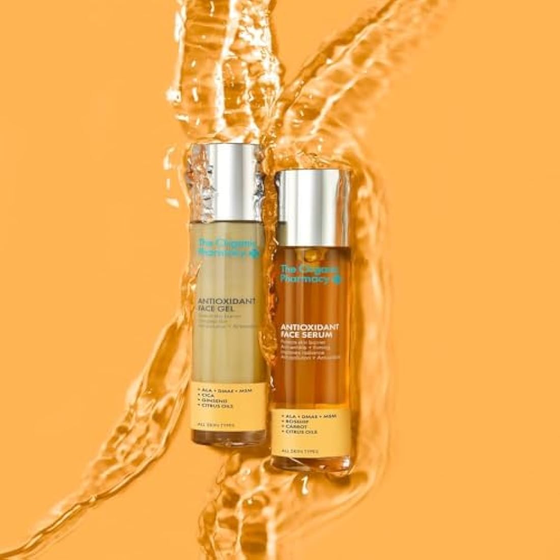 The Organic Pharmacy Antioxidant Face Duo, 35ml x 2* - Gel and Serum Duo - "Face Lift in a Bottle" - Anti-ageing action - Antioxidants and Vitamin Rich Oils - Up to 99.8% Organic
