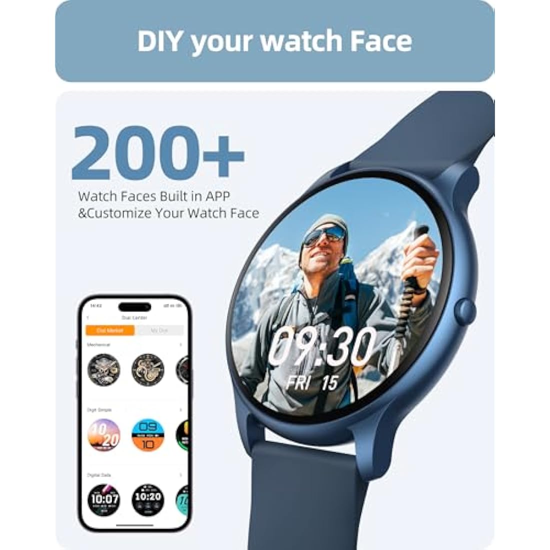 Parsonver Smart Watch(Answer/Make Call), Fitness Watch for Men Women, Smartwatch 100+ Sport Modes IP68 Waterproof, Heart Rate Sleep Monitor, Fitness Tracker for Android iOS, Blue