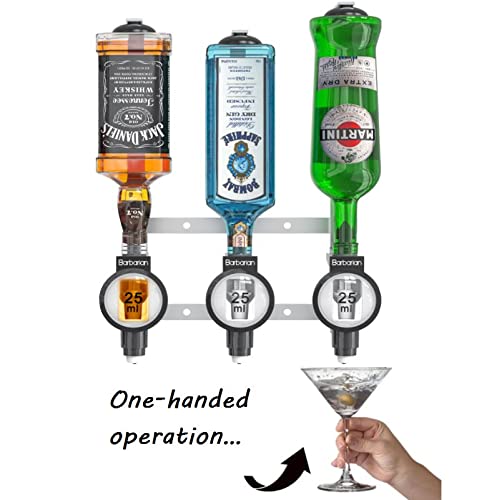 MillyAnne London Barbarian 3/4/6 Bottle Optics for Home Bar - Bar Butler Shot Measure Bracket Alcohol Spirits Wine Upside Down Drink Dispenser Home