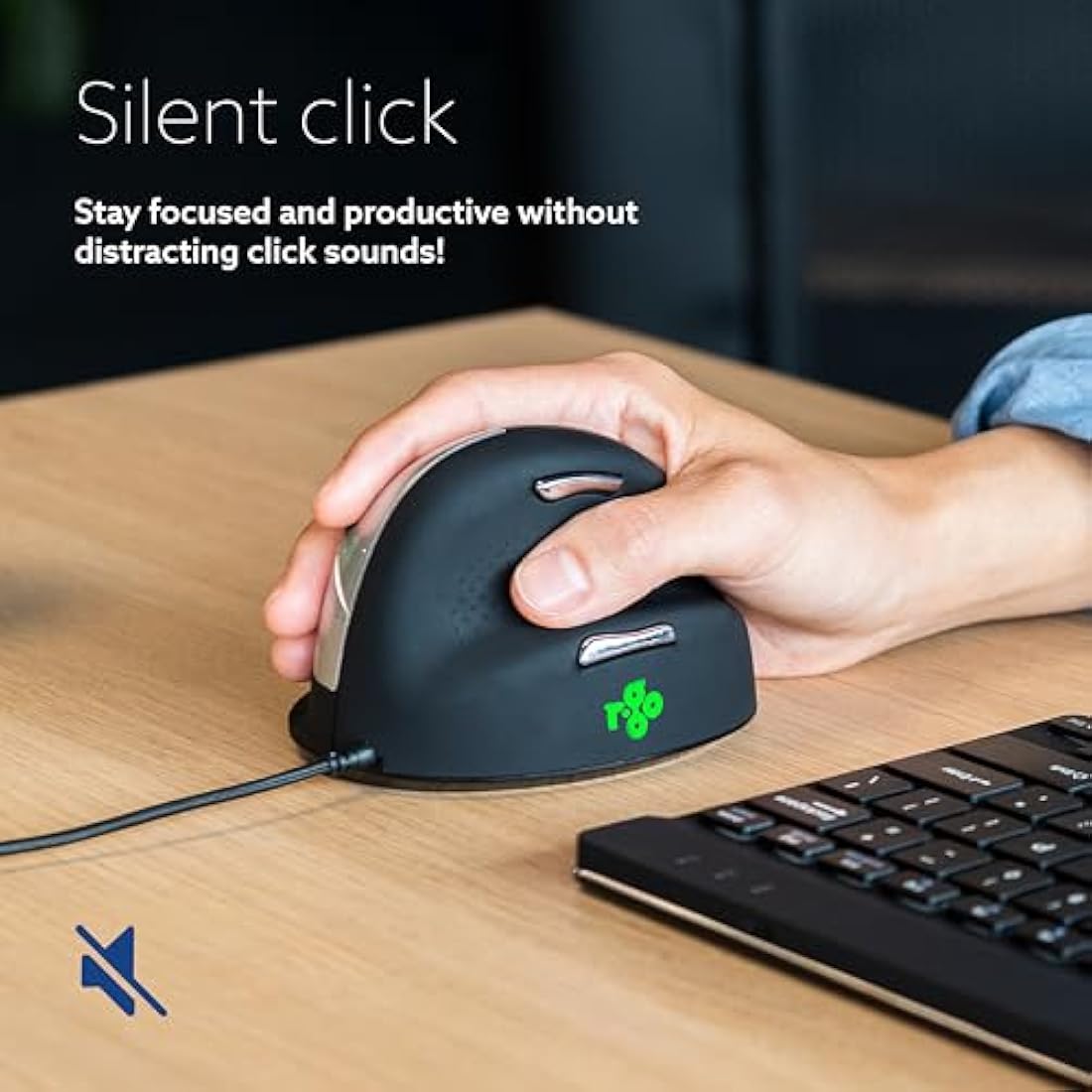 R-Go Tools HE Ergonomic mouse, Medium (165-193mm), Right Handed, wired, 500-3500dpi, black, RGOHE