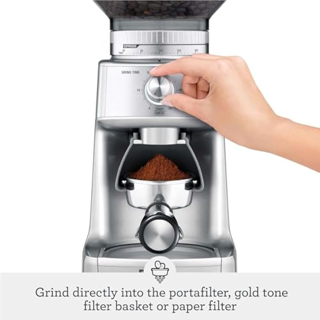 Sage - The Dose Control Pro - Precision Coffee Grinder, 60 Grind Settings - 340g Coffee Bean Capacity, with Timer - Overheat Protection - Silver