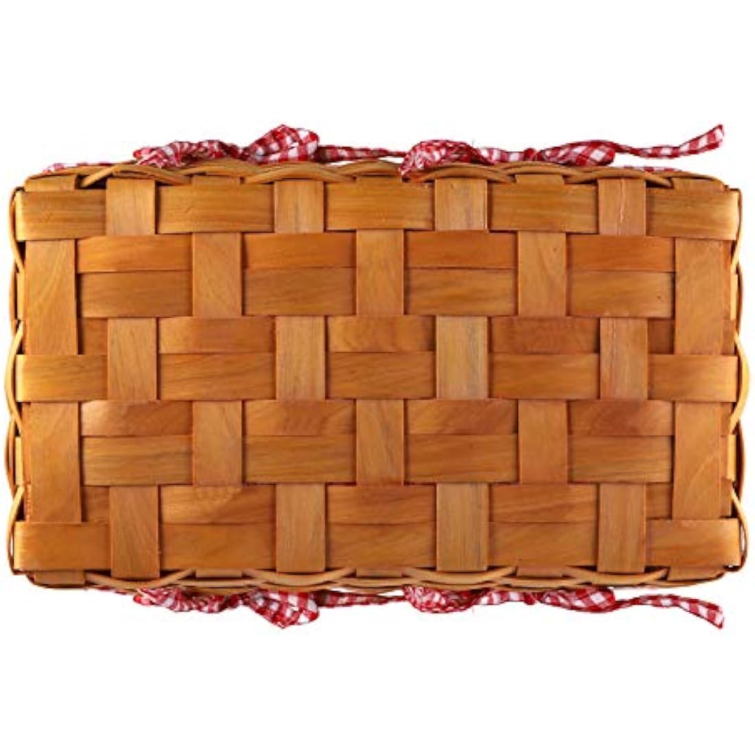 Bekith Picnic Basket Natural Split Shopping Storage Basket Woven Hamper Storage with Double Folding Handles, Pink Lining