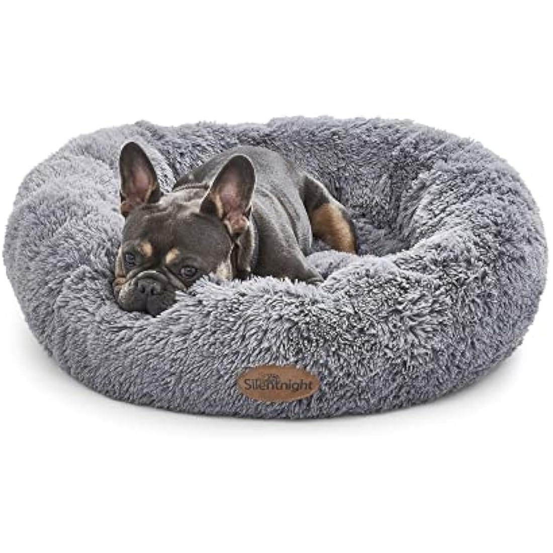 Silentnight Donut Calming Dog Bed – Calming Dog Cat Pet Bed Anxiety Relief Soft Fluffy Doughnut Pillow – Easy Clean Machine Washable Luxury Plush Dog Pillow Basket – 70cm - Grey