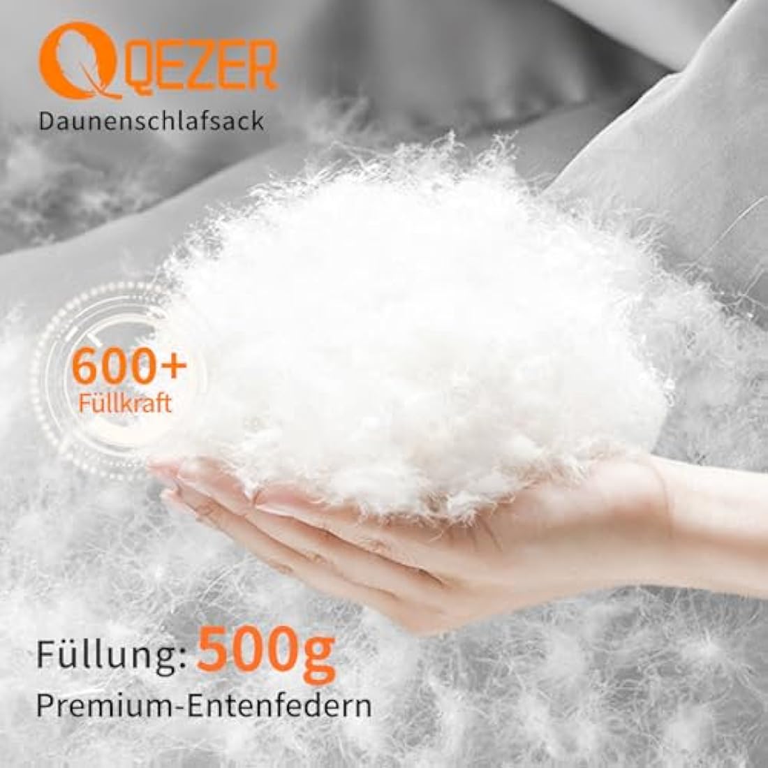 QEZER Down Sleeping Bag,Lightweight Rectangular Winter Sleeping Bag [1180g/1860g] for Adults and Kids 4 Season Camping, Hiking,Warehouse and Moutaineering Outdoor