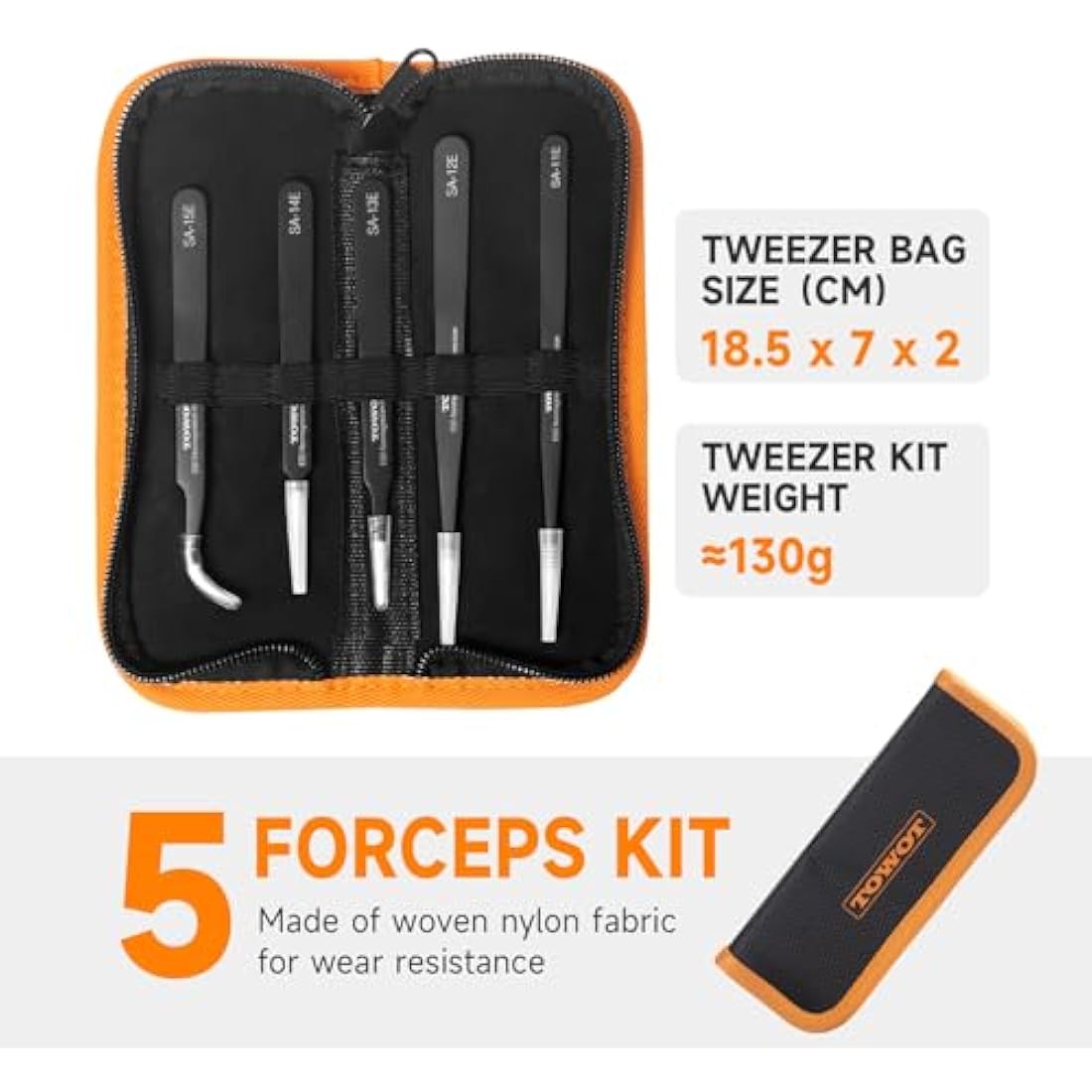 TOWOT 5PCS Precision Tweezers, Anti-Static Stainless Steel Tweezers for Electronics, Crafts, Welding, and Jewelry Making Industrial Tweezers
