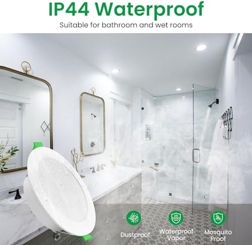 ALUSSO LIGHTING LED Downlights Dimmable Recessed Ceiling Lights 8W 850lm High Brightness, 3000K Warm 4000K Neutral 6500K Cool White Bathroom Spot Lights Ceiling Ultra Slim Spotlights IP44, 6 Pack