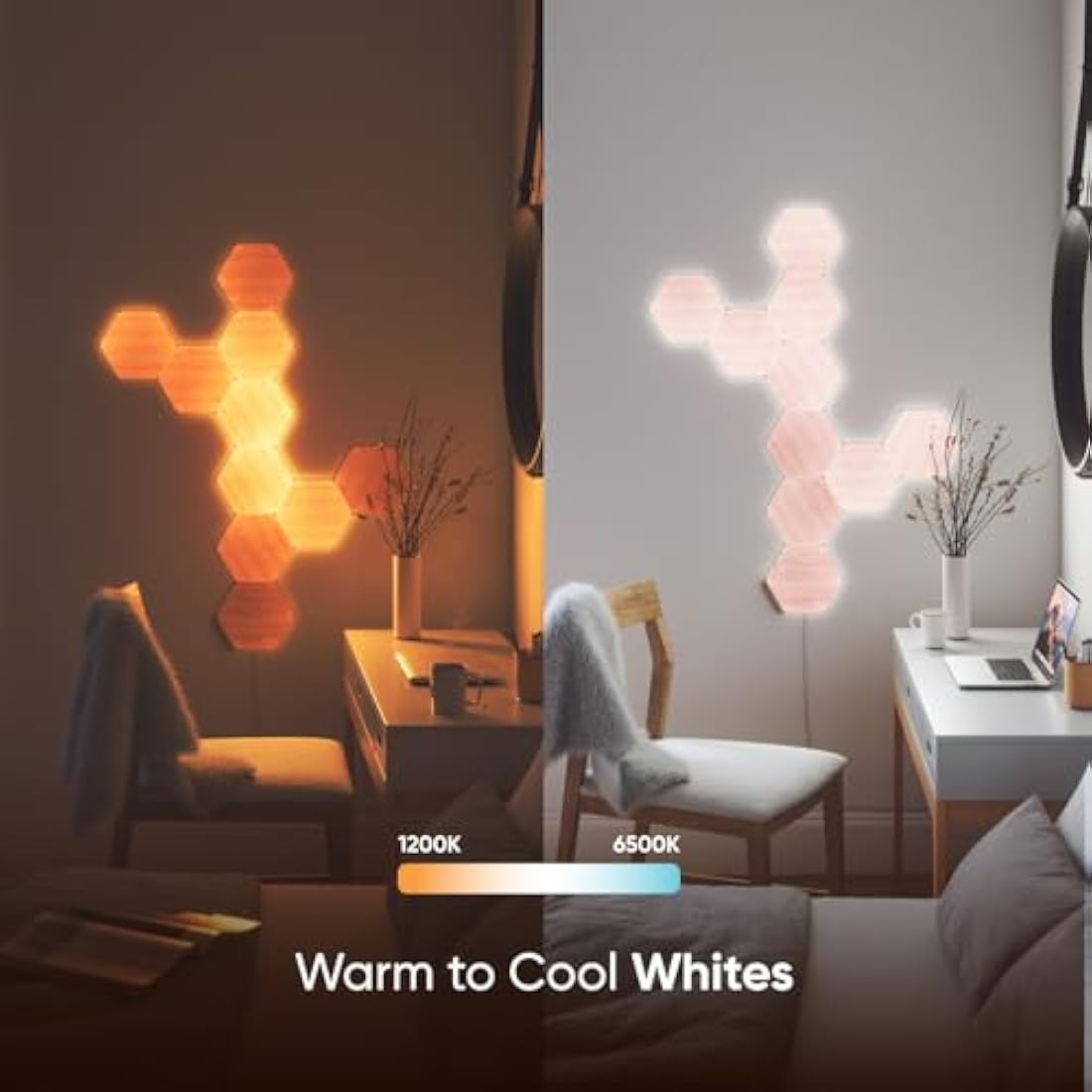 Nanoleaf Elements Hexagon Expansion Pack, 3 Additional Wood Look Light Panels - Dimmable & Modular Smart LED Wi-Fi Wall Mood Lights, Works with Alexa Google Assistant Apple Homekit, for Room Decor