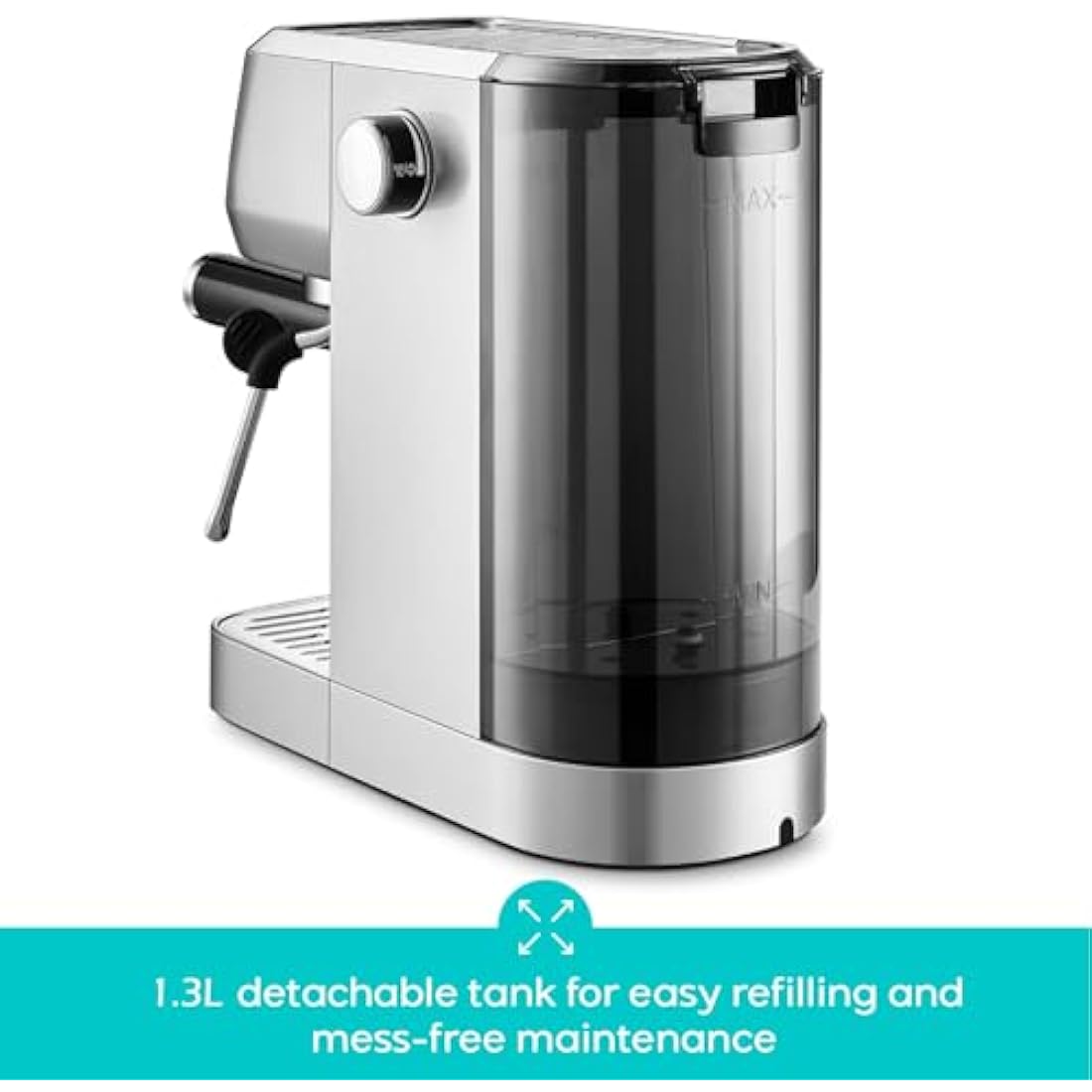 CASABREWS 3700 Essential Espresso Machine 20 Bar, Stainless Steel Cappuccino & Latte Machine with Steam Frother for Home, 1.3L Water Tank, Silver