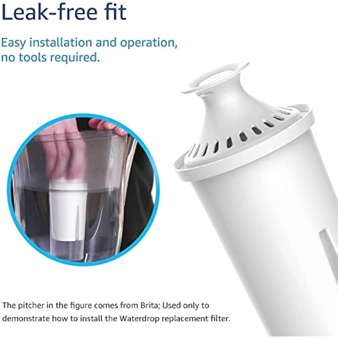 Waterdrop TÜV SÜD, NSF Certified Filter Cartridge, Replacement for Brita® Classic OB03, Mavea® 107007, 35557, PearlCo®, Aqua Optima® RUF916 Water Jug (12)