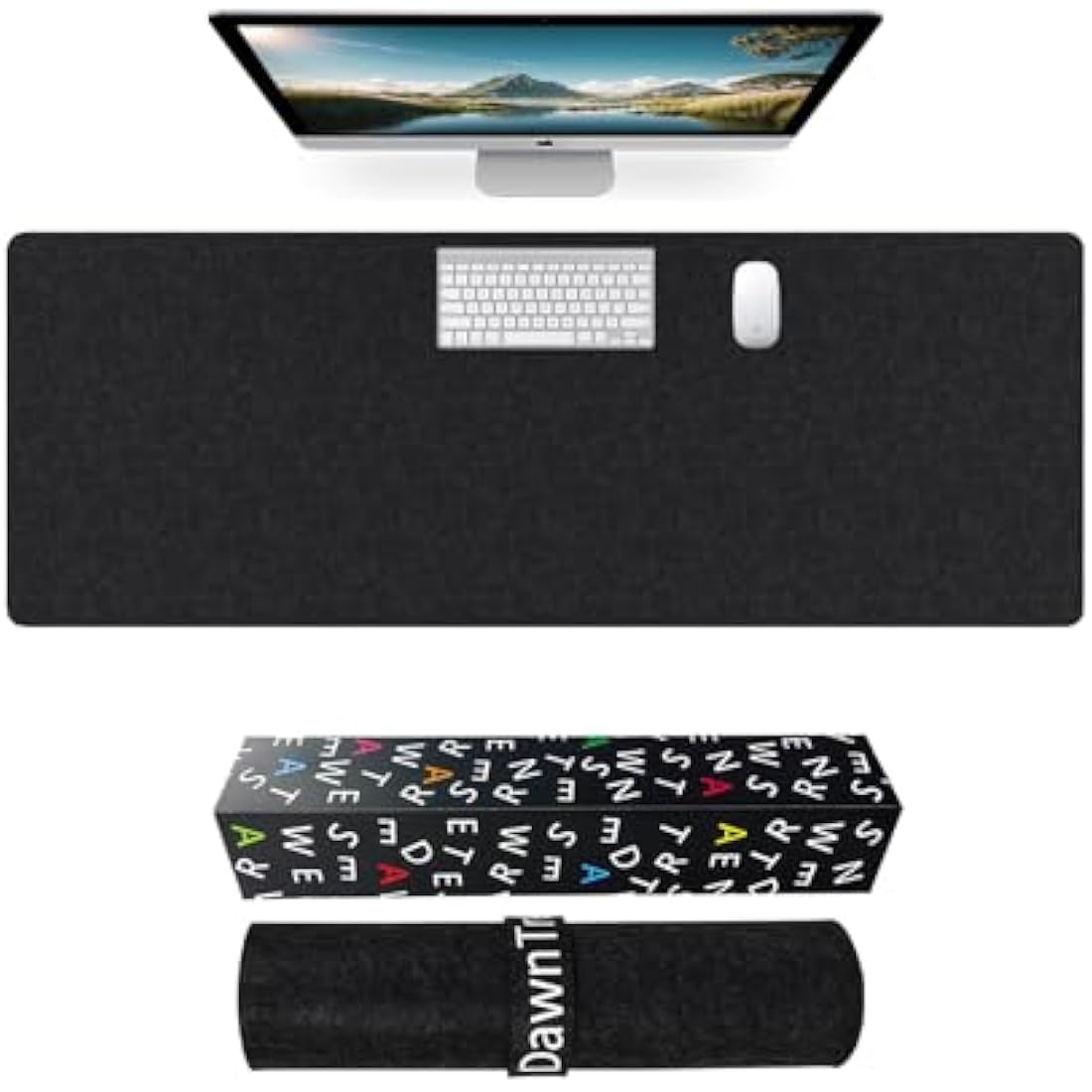 DawnTrees 120x50 cm Desk Mat,Felt Desk Pad Protector,Office Felt Desk Mat, Keyboard Pad, Extra Large Mouse Pad…（Dark Grey