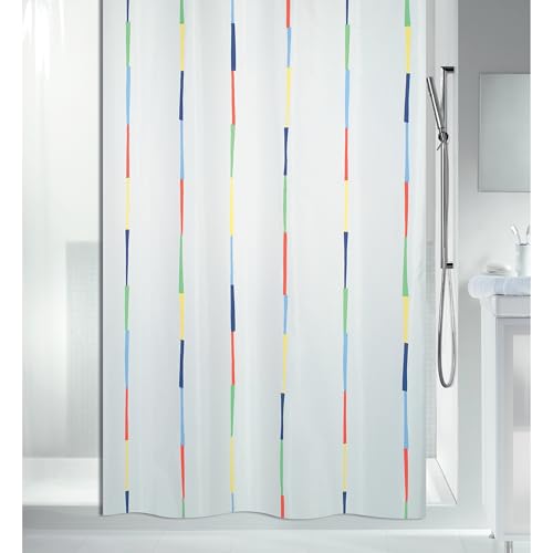 Spirella Dario Multi-Colour Textile Polyester Shower Curtain, 180 x 200 cm, White/Purple/Blue/Orange/Green/Yellow
