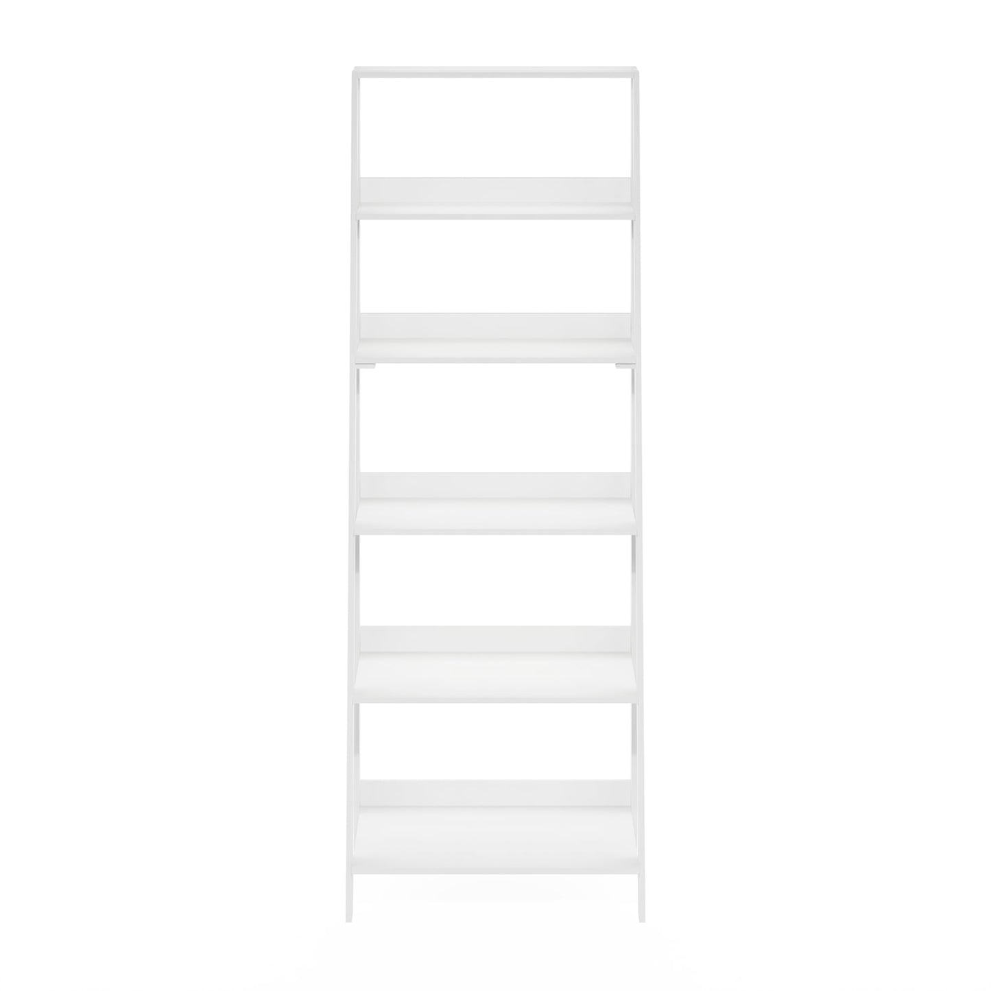 Furinno Ladder Bookcase Display Shelf, 6-Tier, White
