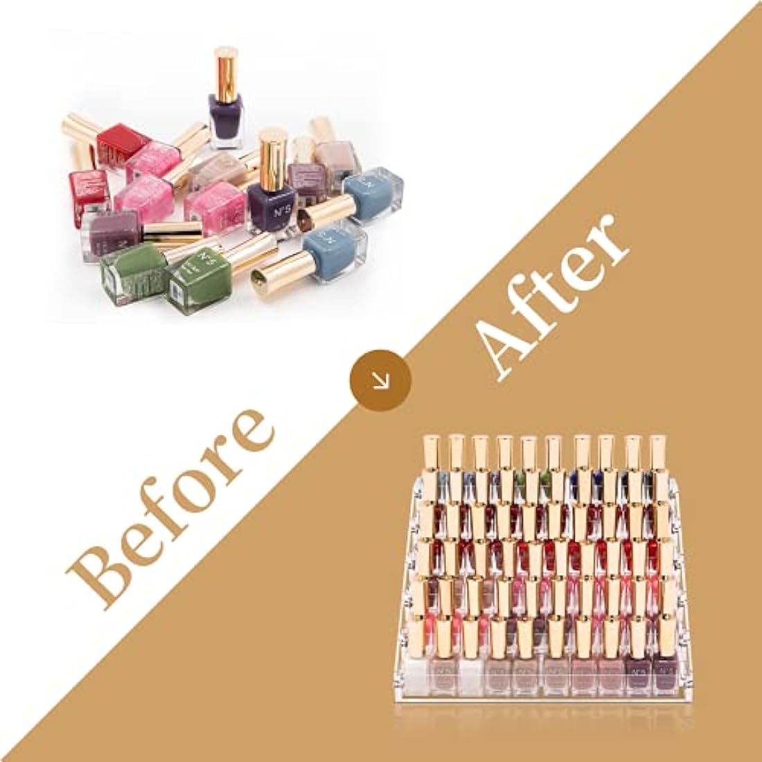 Benbilry Acrylic Nail Polish Organiser 6 Tier Clear Nail Polish Holder 66 Bottles Essential Oils Organiser Shelves Display Rack Stand(6 Tiers)