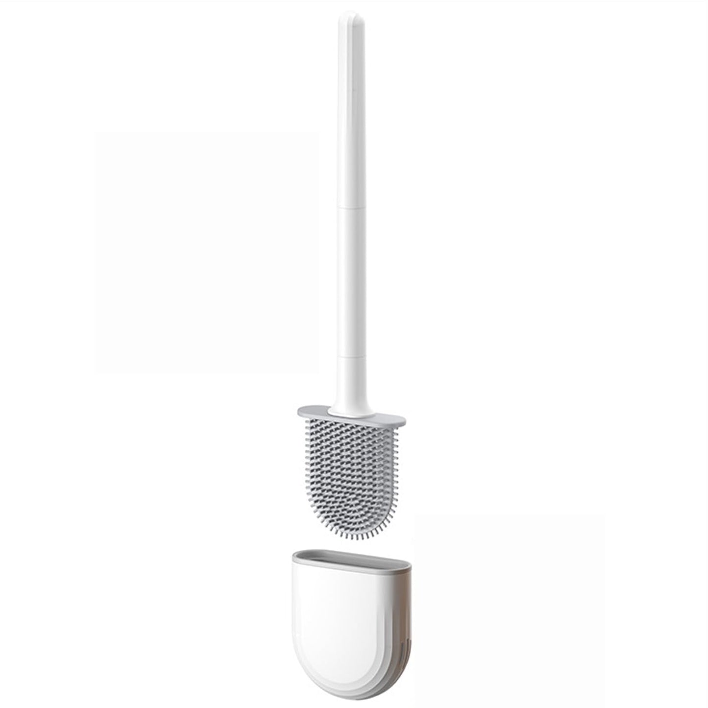 Lansonee Silicone Toilet Brush with Holder, White