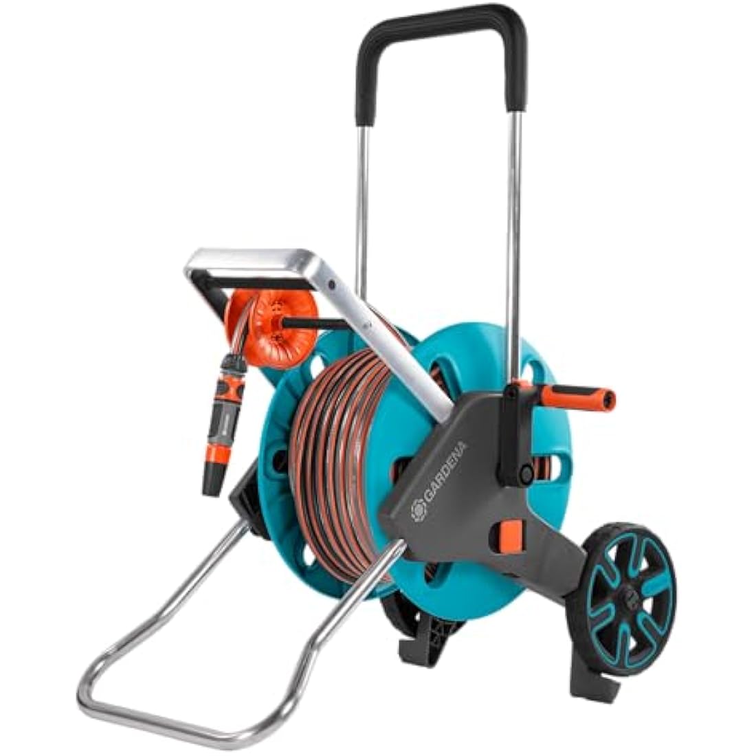 GARDENA CleverRoll M Easy Set: Hose cart with up to 20 m capacity, particularly stable, with a comfortable hose guide in a robust metal frame, drip device (18517-20) Multi-color