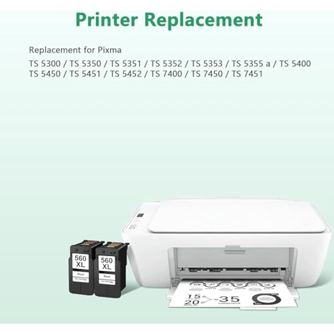 LIFOR PG-560 XL 560XL Black Ink Cartridges High Yield Replacement for Canon 560 Ink Cartridge PG560 XL PG-560XL for Pixma TS5350 TS7451 TS7450 TS5351 TS5350a TS5351 TS5352 (2 Black,2-Pack)
