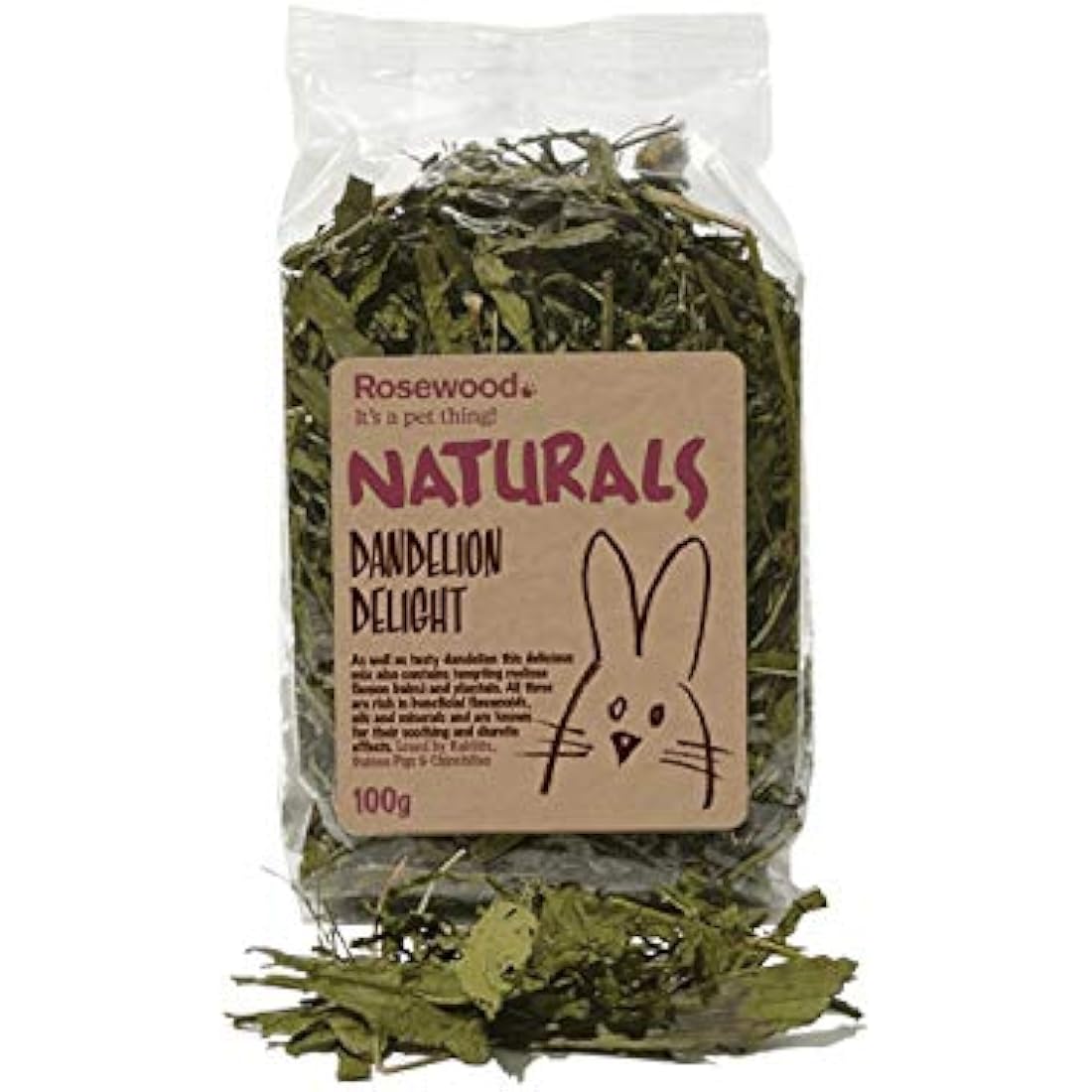 Rosewood Naturals Dandelion Delight, Small Animal Treat for Rabbits, Guinea Pigs, Chinchillas and Degus, 100g