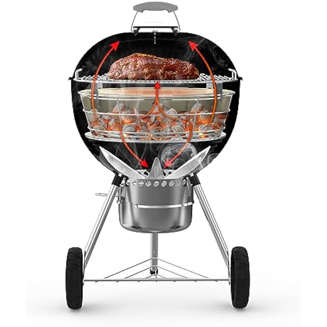 onlyfire Charcoal Firebox Kit,Stainless Steel Charcoal Ash Basket With Ceramic Heat Stone,BBQ Accessories for Weber 22-Inch Kettle Charcoal Grills