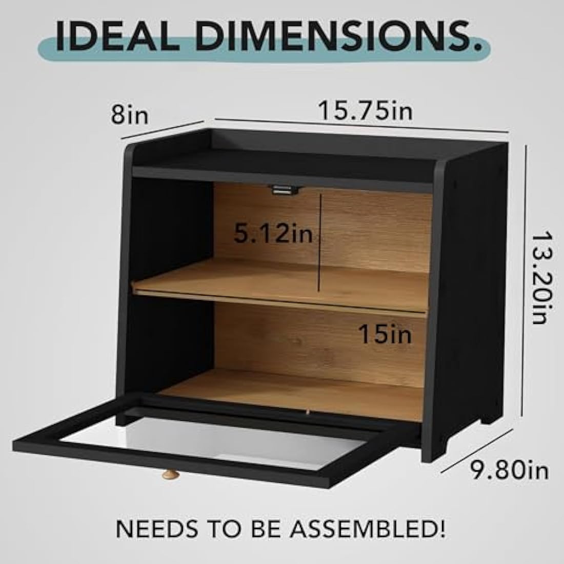 Cookery Wooden Bread Bin with 2 Levels for Bread Storage made of Bamboo (wood) Bread Box Extra Large Storage Box Counter Top for Kitchen Storage (needs to be assembled)