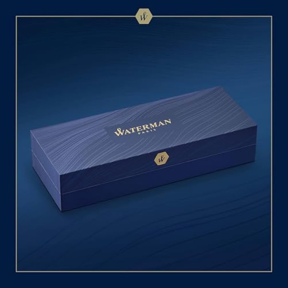 Waterman Hémisphère Fountain Pen | Metal & Blue Lacquer | Chiselled Cap | Stainless Steel Fine Nib | Blue Ink | Gift Box