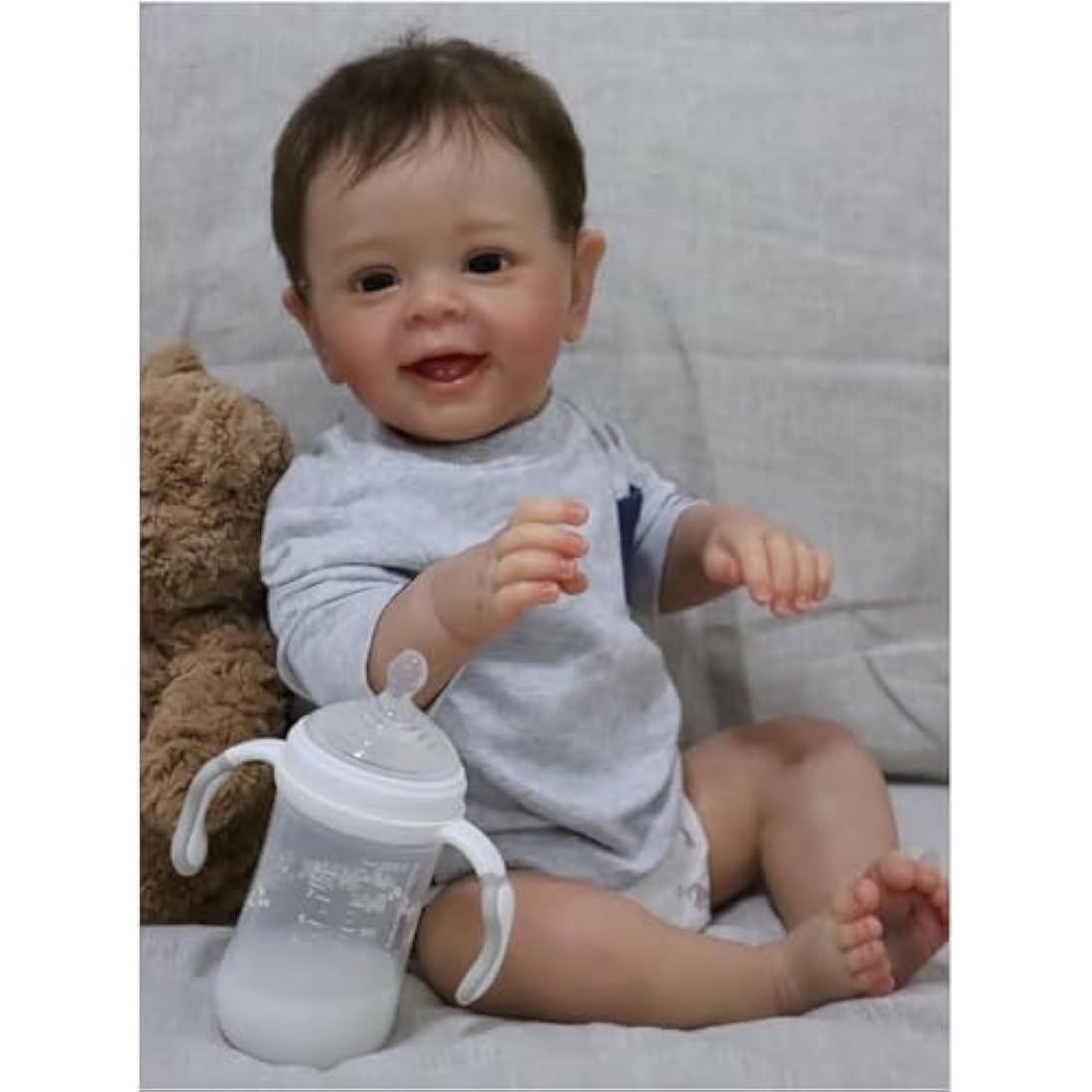 ZIYIUI Reborn Baby Doll Girl 18 inch 48cm Handmade Soft Silicone Lifelike Blue Eyes Newborn Girl Toy Doll That Look Real Child's Vinyl Birthday Gift