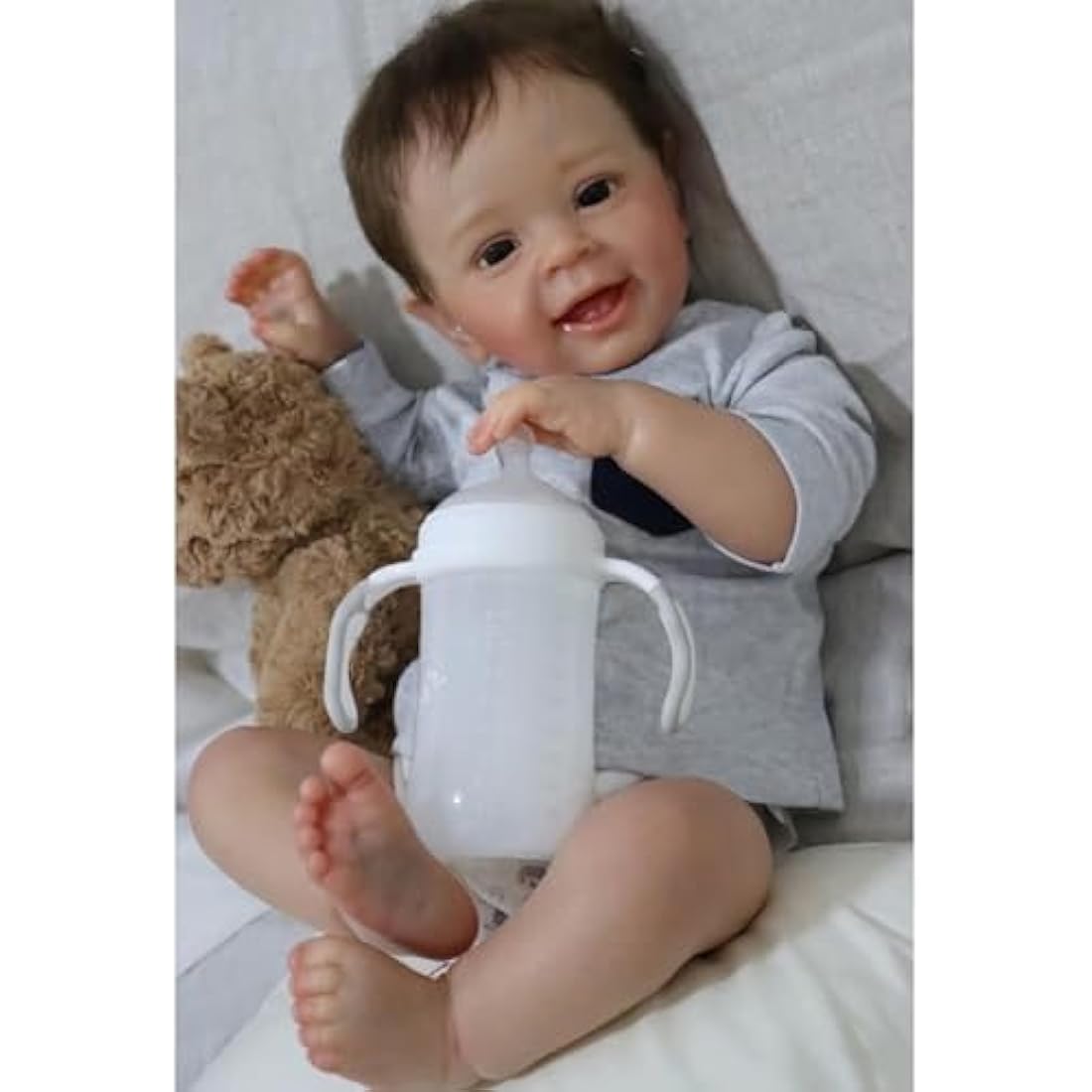 ZIYIUI Reborn Baby Doll Girl 18 inch 48cm Handmade Soft Silicone Lifelike Blue Eyes Newborn Girl Toy Doll That Look Real Child's Vinyl Birthday Gift