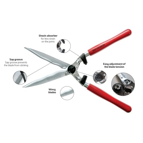 BERGER Hedge Shear Comfort 4590 with Serrated Blade Professional Tool Made of high-Grade Steel Length 54 cm