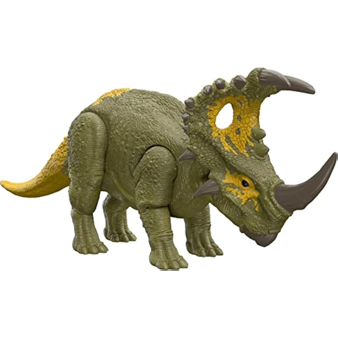 Jurassic World Dominion Roar Strikers Sinoceratops Dinosaur Action Figure, Roaring Sound and Head Ram Attack, Physical and Digital Play, 4 Years and Up