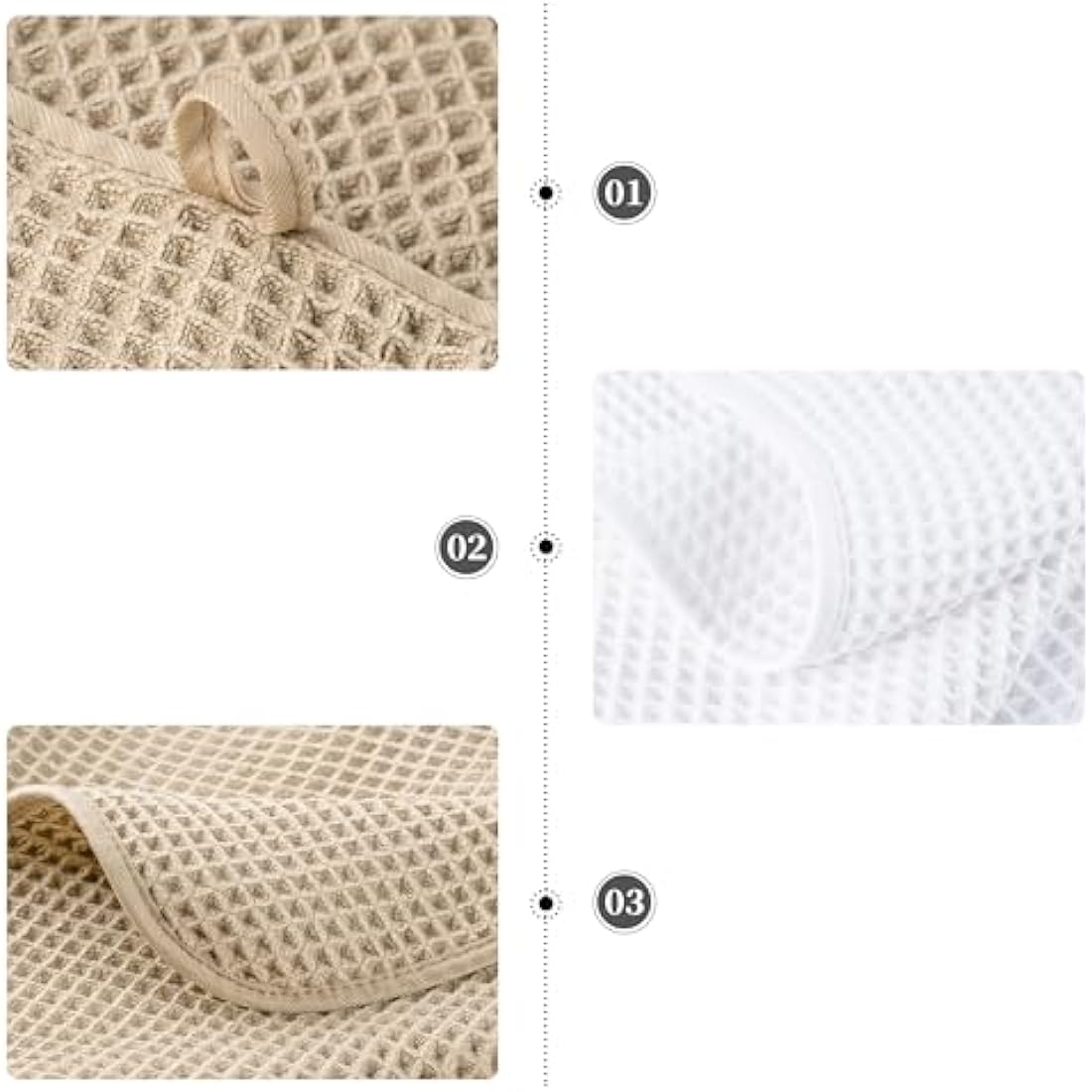 POLYTE Microfibre Oversize, 76 x 152 cm, Quick Dry Lint Free Bath Towel Set, 6 Piece (White,Beige, Waffle Weave)