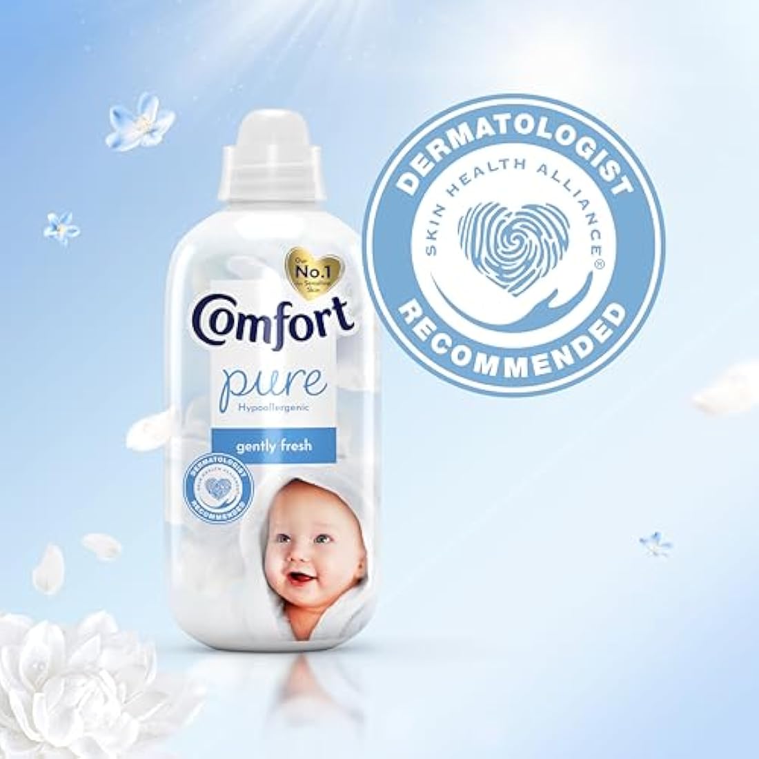 Comfort Pure Fabric Conditioner Dermatologist-Recommended and Hypoallergenic with a Gently Fresh Fragrance 288 washes (6x 1.44 L)
