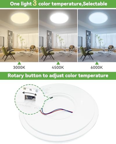 zemty 2 Pack 29W 3200LM LED Ceiling Light, 30cm Bathroom Lights Ceiling 3000K/4500K/6000K, 3 Color Temperature Round Ultra Thin for Bedroom, Bathroom, Living Room, Kitchen