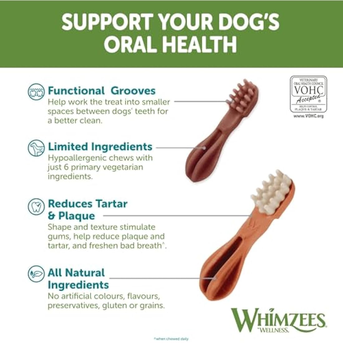 WHIMZEES By Wellness Variety Box Dental, Mixed Shapes, Size S, 56 Pieces, Natural and Grain Free Dog Chews, Dog Dental Sticks for Small Breeds, No Added Sugar