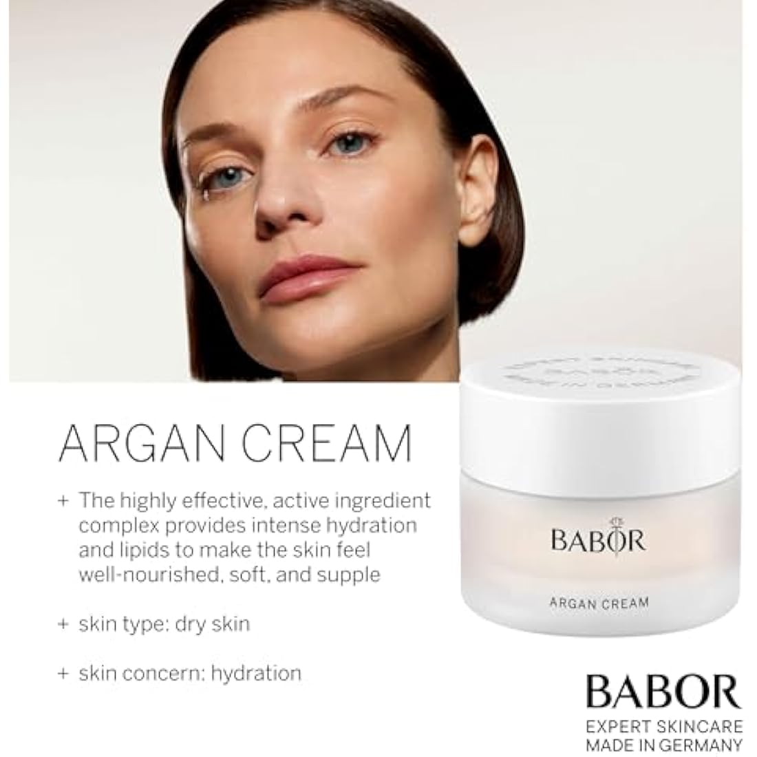 BABOR CLASSICS Argan Cream, Rich face cream for dry skin, With argan oil and vitamin E, Vegan formula, Without alcohol, 50 ml