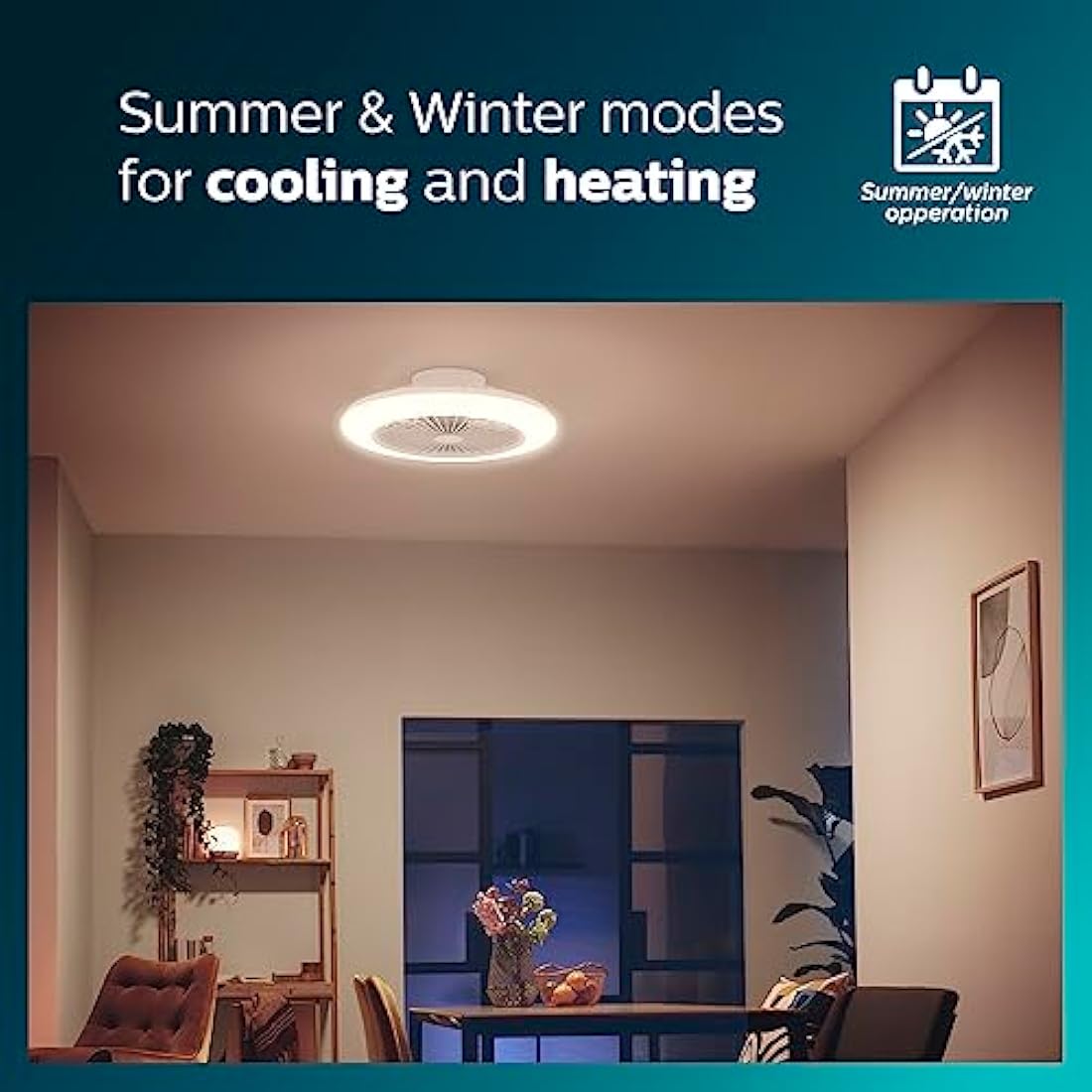 Philips LED Round Flat Fan Light 20W+40W with Remote Control [20W+40W - White] for Indoor Home Lighting, Living Room, Study, Office, Bedroom