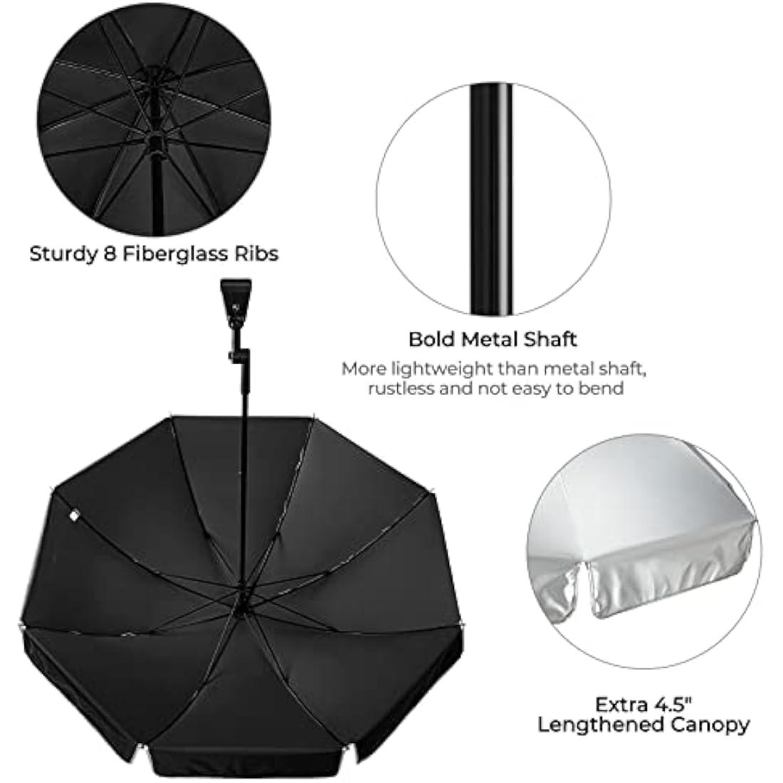 G4Free UPF 50+ Universal Clamp On Umbrella Adjustable Outdoor UV Protection Beach Chair Umbrella for Strollers, Wheelchairs, Patio Chairs, Golf Carts and Beach