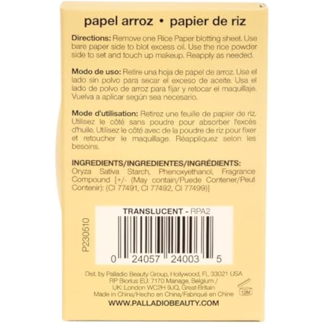 Palladio Rice Paper Facial Tissues for Oily Skin, Face Blotting Sheets Made from Natural Rice, Oil Absorbing Paper with Rice Powder, 2 Sided, Instant Results, Translucent, 40 Count, Pack of 1