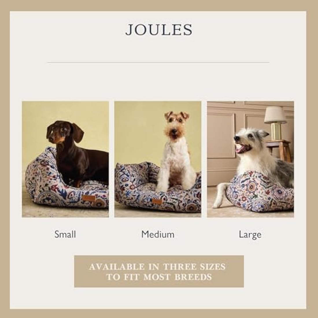 Rosewood x Joules Festival Floral Box Bed for Dogs, Large Dog Bed, Padded Sides, Non-Slip Base, Luxury Pet Bed for Large Dogs