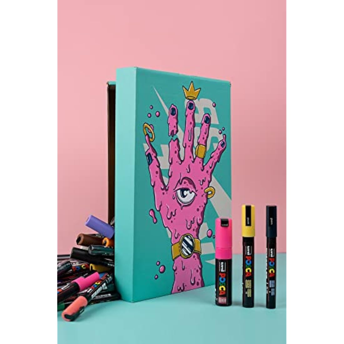 Posca Water Based Permanent Marker Paint Pens with Premium Quality Travel Case for Arts and Crafts. Multi Surface Use On Wood, Metal, Paper, Cardboard, Glass, Fabric & Rock. Set of 54 Vibrant Colours