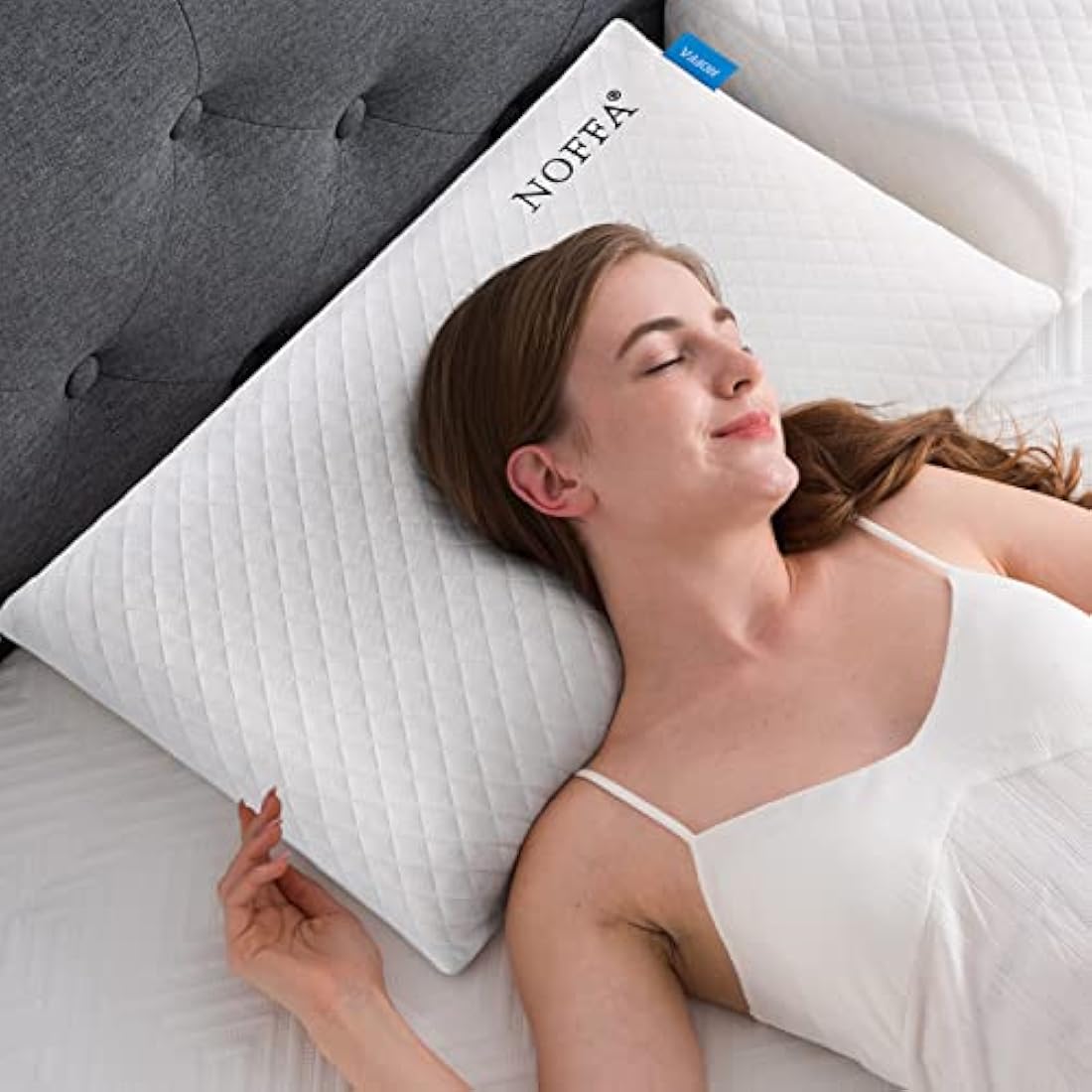 NOFFA Thin Pillow for Adults, 2.4” Slim Memory Foam Pillow Flat for Sleeping, Low Profile for Kids/Stomach Sleeper, Standard with Washable Cover