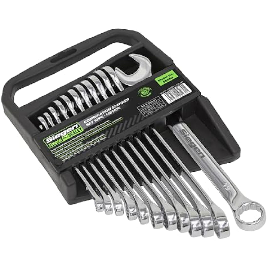 Sealey S0563 Metric Combination Spanner Set, 12 Pieces,Silver