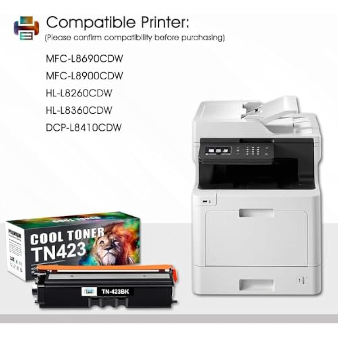 Cool Toner TN423 Compatible Toner Cartridge for Brother TN-423 TN-421 TN421 HL-L8260CDW HL-L8360CDW MFC-L8690CDW MFC-L8900CDW DCP-L8410CDW DCP-L8410CDN (Black Cyan Yellow Magenta, 4-Pack)