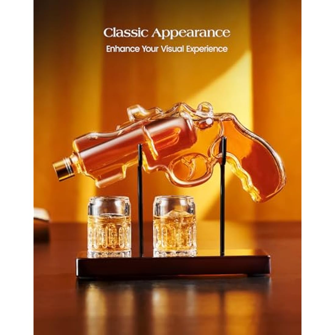 Gifts for Men Dad, Kollea Gun Whiskey Decanter Set with Glasses, Unique Birthday Anniversary Housewarming Gifts for Him Husband Grandpa, Cool Tequila Liquor Dispenser for Home Bar