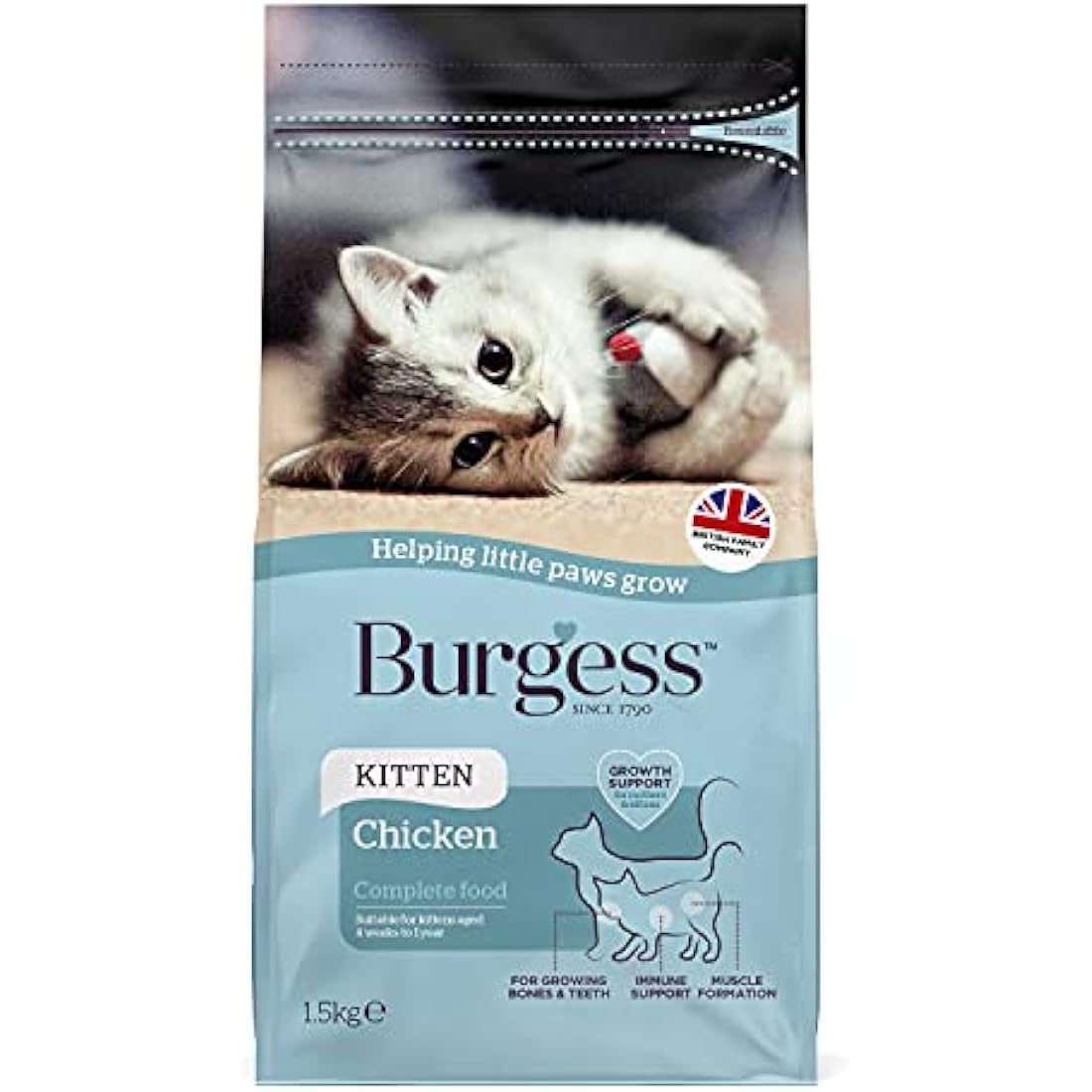 Burgess Dry Kitten Food Chicken, 1.5 kg