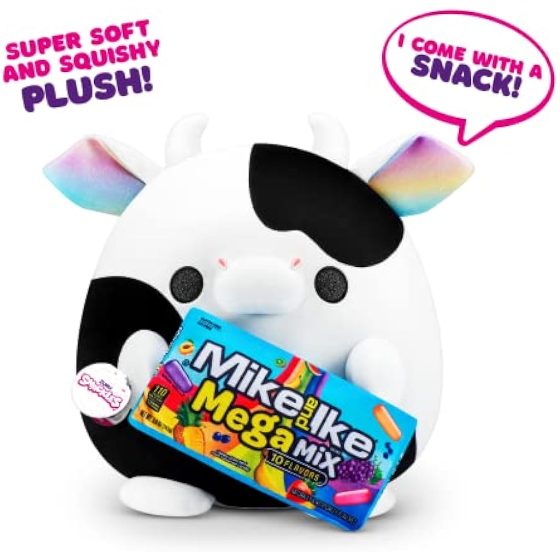 Snackles Series 1 Cow (Mike and Ike), Surprise Medium Plush, Ultra Soft Plush, 28 cm, Collectible Plush with Real Brands (Cow)