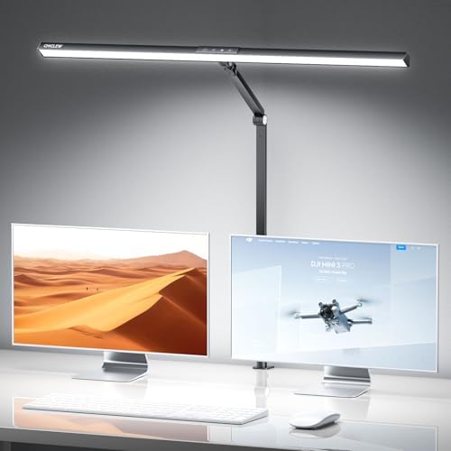 CHICLEW LED Desk Lamp for Home Office, 5 Colors Lighting 5 Brightness Levels Eye-Caring Task Architect Reading Table Lamps, Adjustable Clamp Light for Study Work, Touch Control